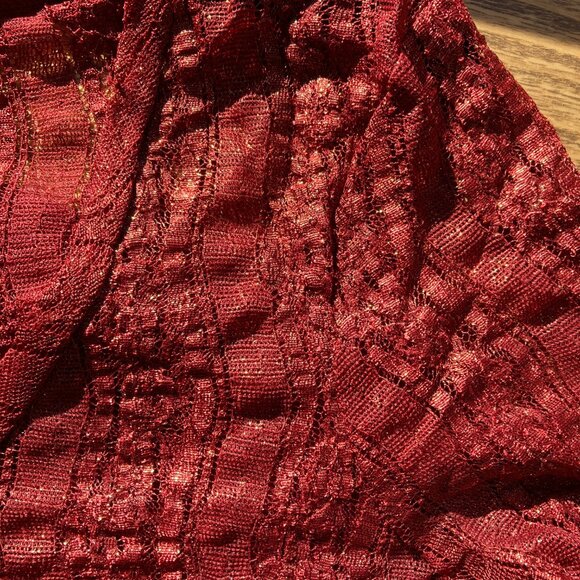 BKE Red Lacy Top, Long Sleeve for Layering - Picture 4 of 4